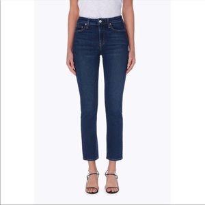 TRAVE Irina Slim Straight Leg High Waisted Denim Jeans in Take It Easy Wash